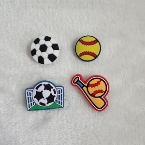 Crocs Jibbitz Sport Softball Bat Soccer Ball Net Shoe Charms Set Of 4